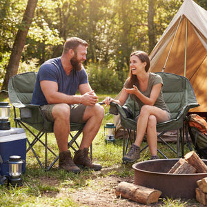 Folding Oversized Camping Chair with Side Pockets and Cup Holder