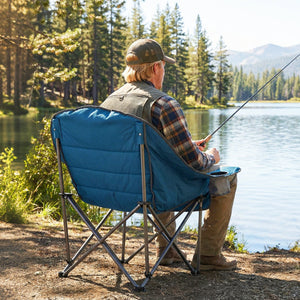 Folding Oversized Camping Chair with Side Pockets and Cup Holder