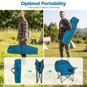 Folding Oversized Camping Chair with Side Pockets and Cup Holder