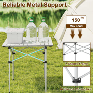 Folding Roll-up Camping Table with Metal Legs