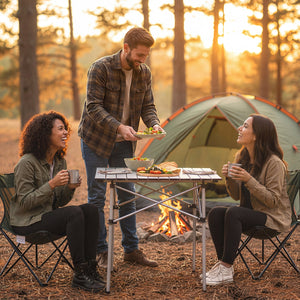 Folding Roll-up Camping Table with Metal Legs