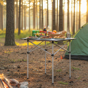 Folding Roll-up Camping Table with Metal Legs