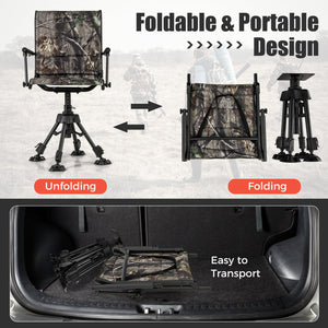 Folding Swivel Patio Chair with 4 Adjustable Leg