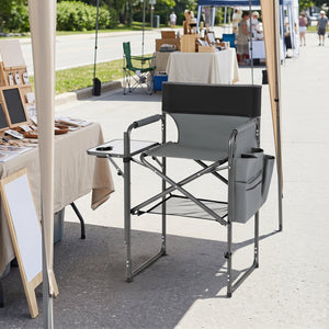 Tall Director Chair 26" Seat Height with Side Table