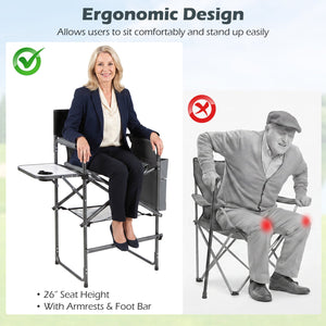 Tall Director Chair 26" Seat Height with Side Table