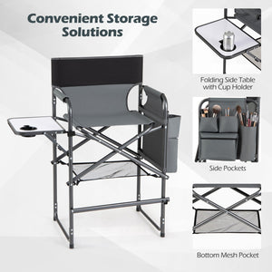 Tall Director Chair 26" Seat Height with Side Table