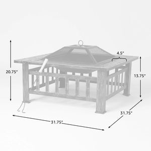 Foxdale Square Wood Burning Fire Pit