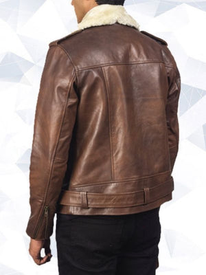Furton Brown Leather Biker Jacket