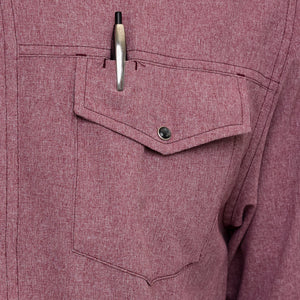 Maroon Pearl Snap Shirt | Long Sleeve