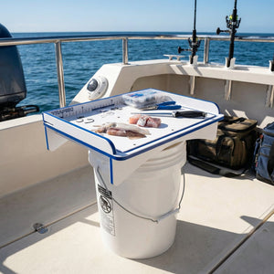 Premium Rod Mount 18" or 33" Raised Fillet Table – 3-in-1 Bait & Fish Station | Fits Rod Holders, Buckets & Flat Surfaces | Marine-Grade HDPE | Ruler, Juice Groove, Knife & Tool Slots - TRAPSKI