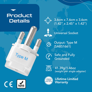 South Africa Travel Adapter - Type M - 3 Pack (GP-10L)
