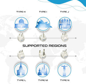 International Travel Adapter Plug Set - 12 pcs (GP-12PK ) - Grounded