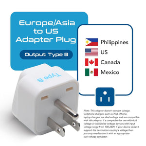 USA, Canada Travel Adapter - Type B - 3 Pack (GP-5) - TRAPSKI