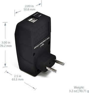 European Travel Adapter - Type C - 4 in 1 - 2 USB Ports (GP4-9C)