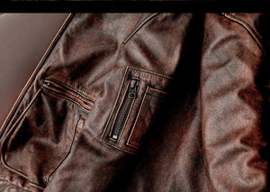 Vintage Genuine Cowhide Leather Jacket Men