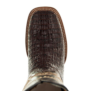 Brown Caiman Belly Print Men's Cowboy Boots H4001