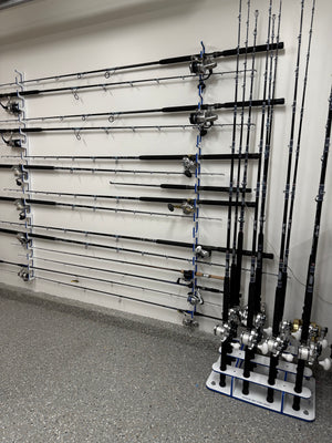 Made in the USA Fishing Rod Rack | 12 Pole Waterproof Wash-down | Dock, Garage, Boat, Storage