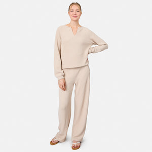 Women's Ripple Knit Long Wide Leg Pant