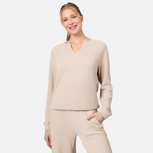 Women's Ripple Knit Long Sleeve Pullover Top