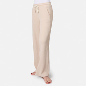Women's Ripple Knit Long Wide Leg Pant