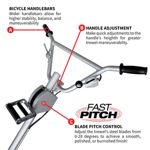 36" Honda Concrete Fast Pitch Power Trowel with 9HP Honda GX270 Finishing Blades Finishing Tool - TRAPSKI