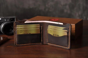 Handmade Leather Wallet For Men - Bifold Wallet - Full Grain Leather