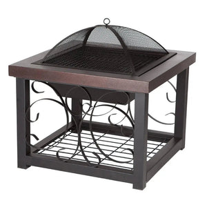 Hammer Tone Bronze Finish Cocktail Table Fire Pit