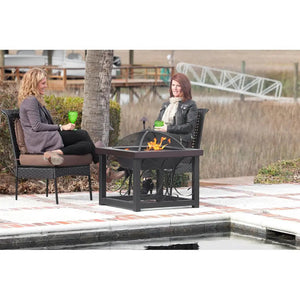 Hammer Tone Bronze Finish Cocktail Table Fire Pit