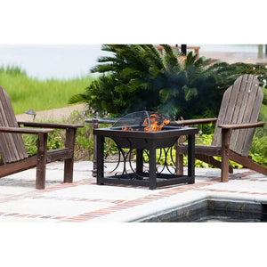 Hammer Tone Bronze Finish Cocktail Table Fire Pit