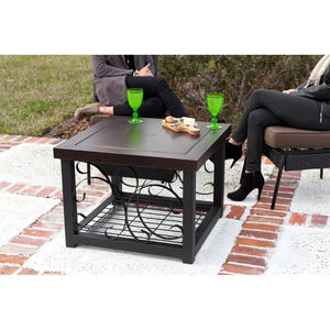 Hammer Tone Bronze Finish Cocktail Table Fire Pit