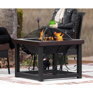 Hammer Tone Bronze Finish Cocktail Table Fire Pit