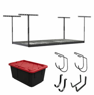4' x 8' Overhead Garage Storage Bundle w/ 5 Bins (Red)