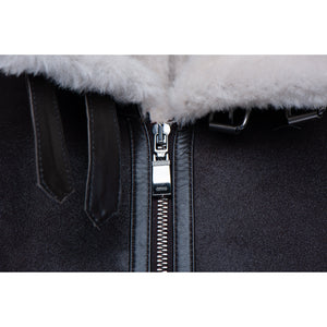 Hamptons Classic Brown Bomber Aviator Shearling Jacket with Collar Belt