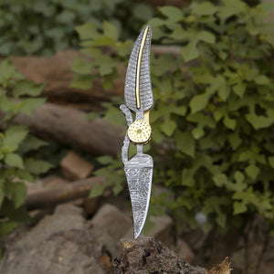 Elegance Handmade Personalized Damascus Folding Hunting Knife with Damascus Handle