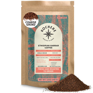Kochere Coffee Ethiopian Harrar Coffee – Single Origin Natural Medium Roast - Fruity, Berry, Dark Chocolate Notes