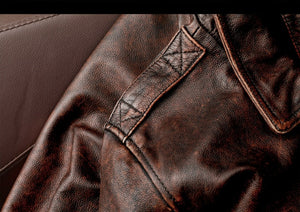 Vintage Genuine Cowhide Leather Jacket Men