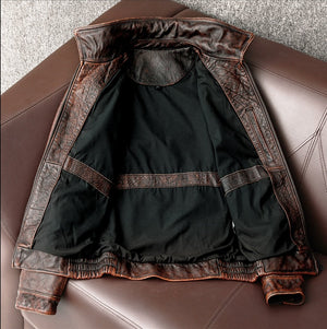 Vintage Genuine Cowhide Leather Jacket Men