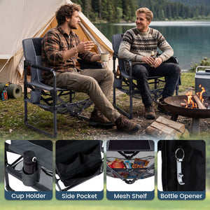 Camping Chair Heavy Duty with Cup Holder and Bottle Opener
