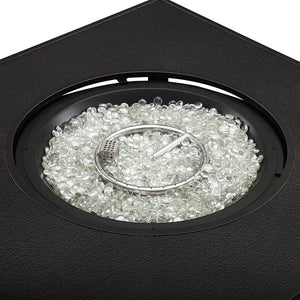 Henley 40" Round Aluminum Basketweave Convertible Gas Fire Pit Table