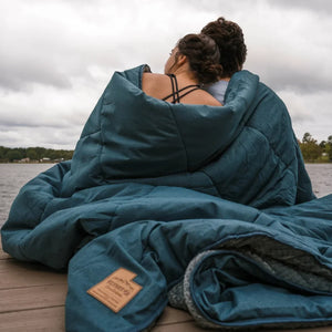 Homestead Cabin Comforter Blanket Queen - Blue