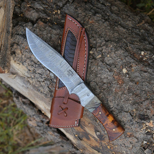 Stinger Custom Handmade Hunting Knife, With Ram Horn & Rose Wood Handle