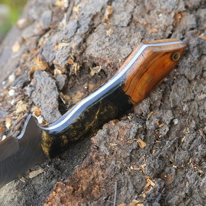 Morph Damascus Knife with Exotic Rose Wood & Resin Handle