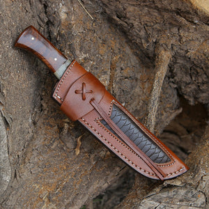 Stinger Custom Handmade Hunting Knife, With Ram Horn & Rose Wood Handle