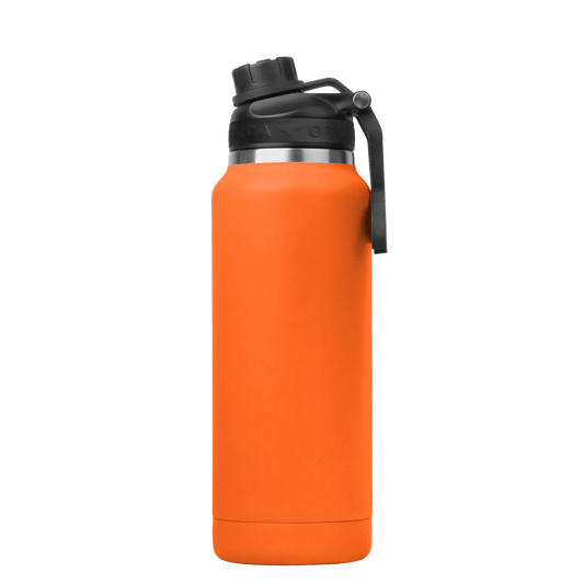 HYDRA™ 34OZ Water Bottle with Powder Coat Finish & Silicone Grip Whale Tale Handle