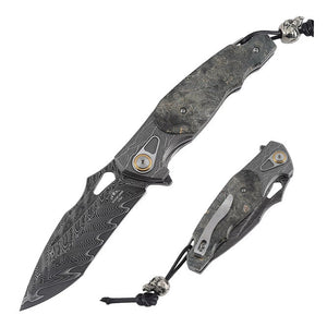 Feoh VG10 Damascus Pocket Knife with Maple Burl Handle