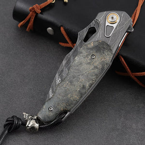 Feoh VG10 Damascus Pocket Knife with Maple Burl Handle