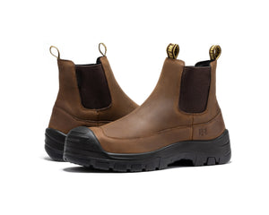 ROCKROOSTER Woodland Brown 6 inch Composite Toe Pull-on Leather Work Boots AK664