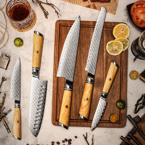 Jasmine Knife Set 5 Piece VG10 Damascus Steel Japanese Professional Chef knife Set.