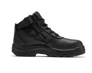 ROCKROOSTER Avalon Black 6 Inch Zip-sided Composite toe Leather Work Boots CP213BK