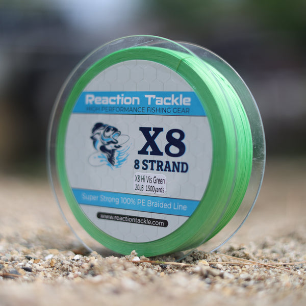 Reaction Tackle X8 Braided Fishing Line - Hi Vis Green 8 Strand